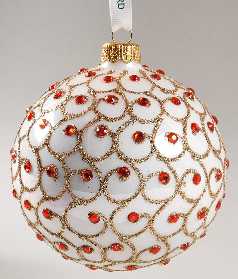 Holiday Heirloom Red and Gold Sparkle Ornament - Boxed by Waterford Crystal-1