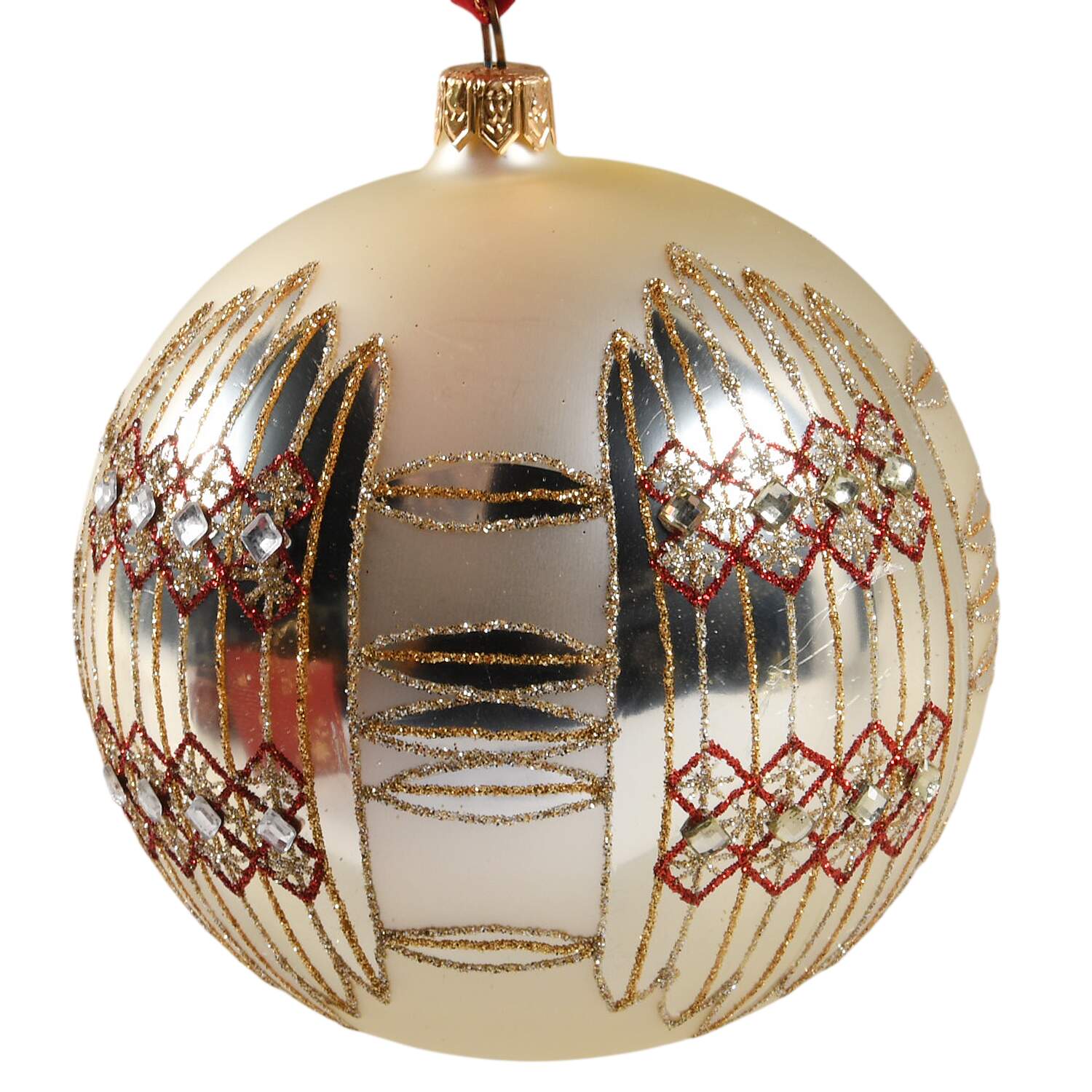 Holiday Heirloom Red and Gold Dungarvan Silver Ball - Boxed by Waterford Crystal-1