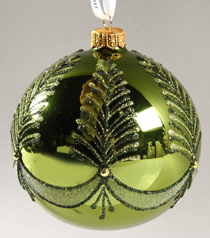 Green with Gold, Silver, White Green Bauble Ornament - No Box by Waterford Crystal-1