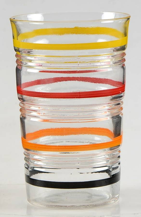 Banded Rings Clear and Multi Colored Bands 4 Oz Flat Tumbler by Anchor Hocking-1