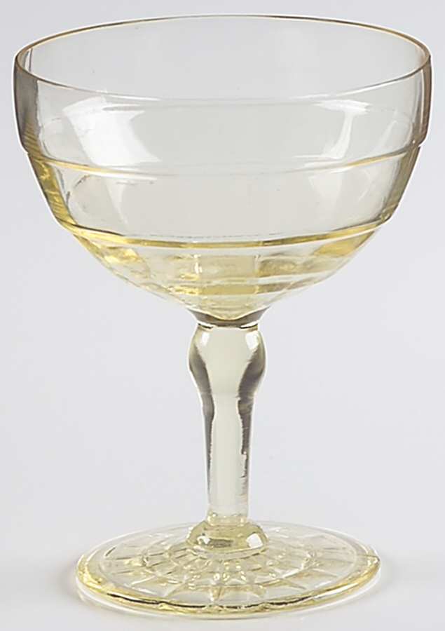 Block Optic Yellow Sundae Glass by Anchor Hocking-1