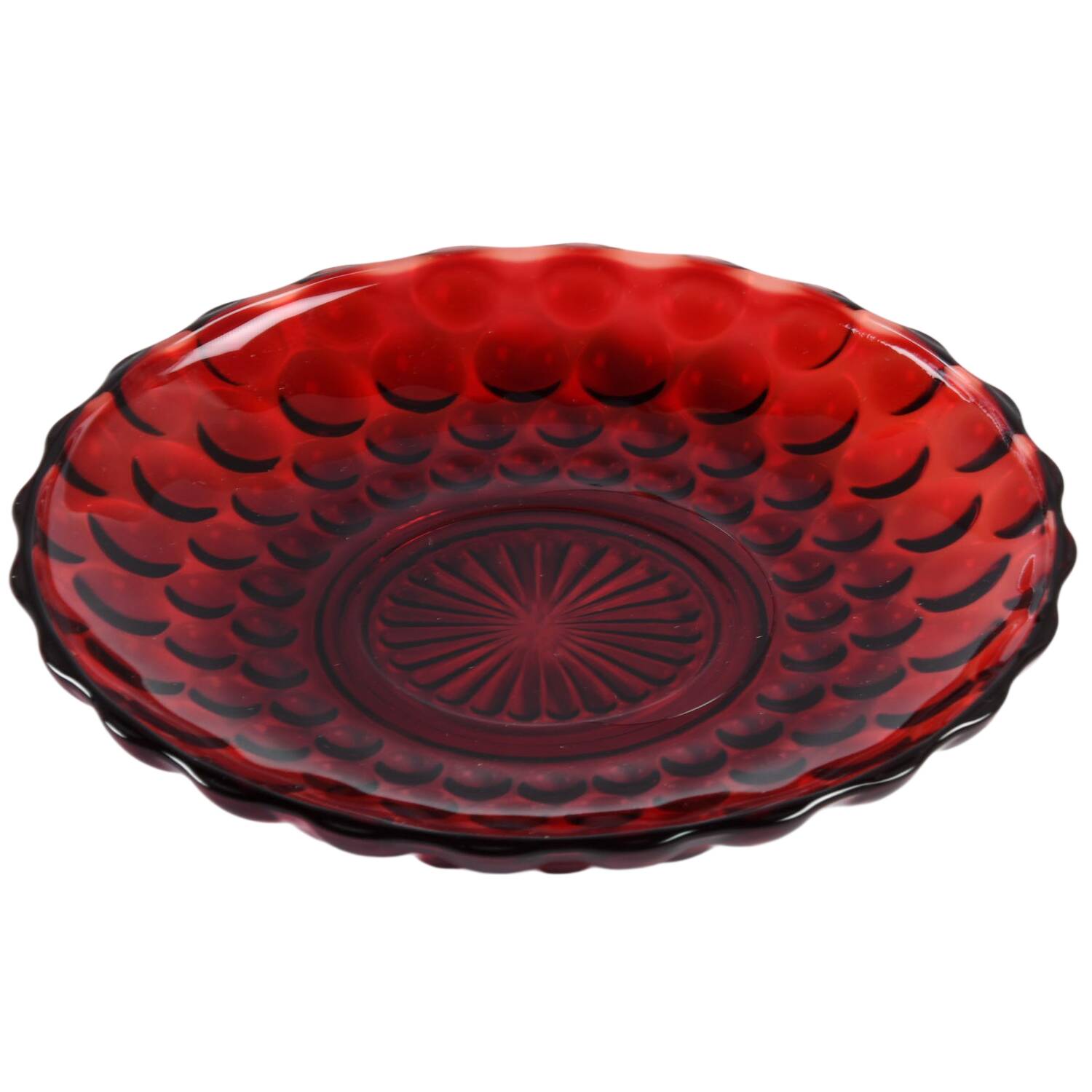 Bubble Ruby Saucer Only by Anchor Hocking-1