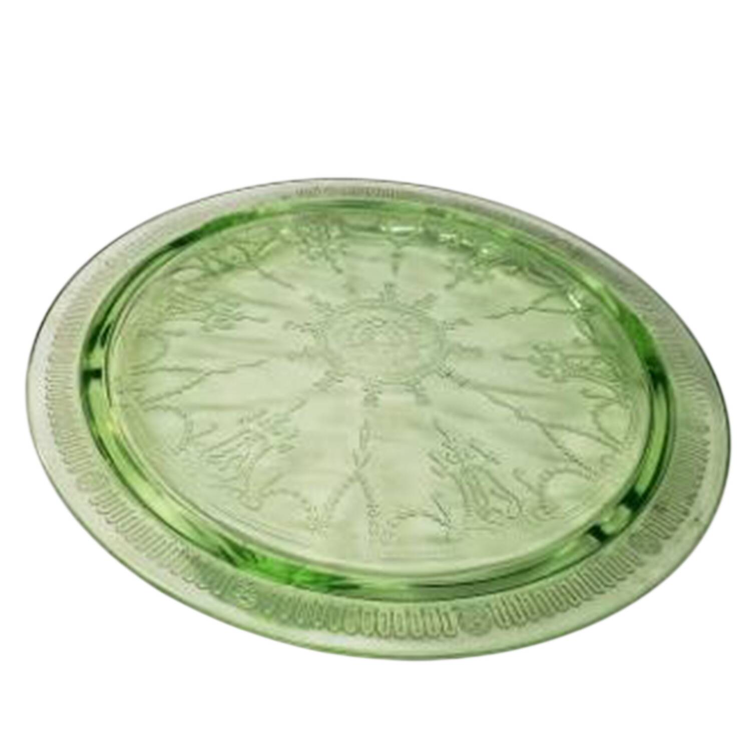 Cameo Green Footed Cake Plate by Anchor Hocking-1