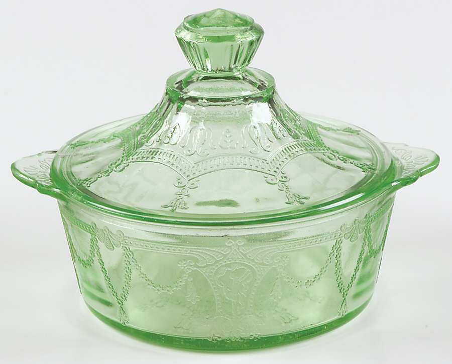 Cameo Green Jam/Jelly & Lid by Anchor Hocking-1