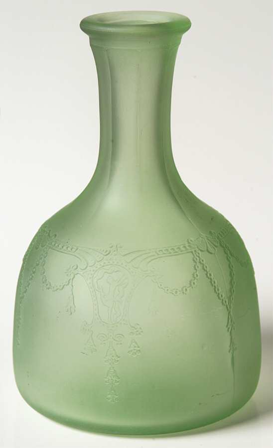 Cameo Green Frosted Decanter No Stopper by Anchor Hocking-1