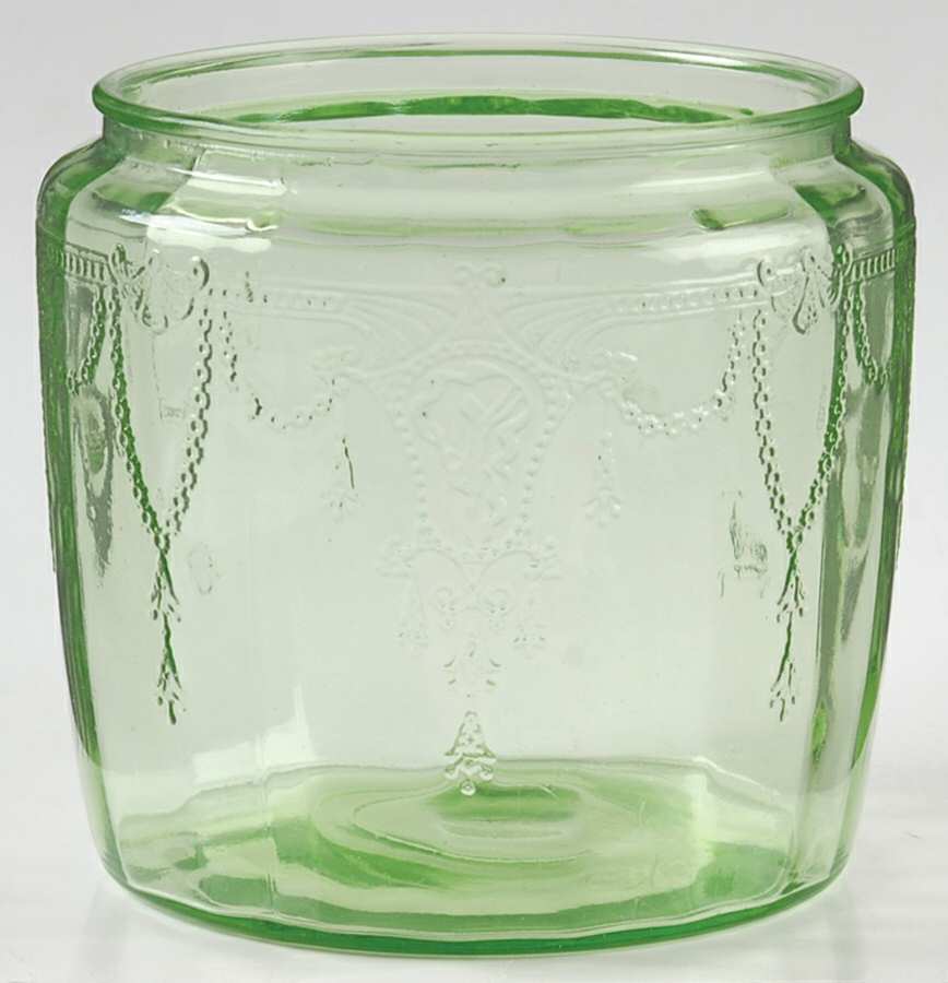 Cameo Green Cookie Jar No Lid by Anchor Hocking-1