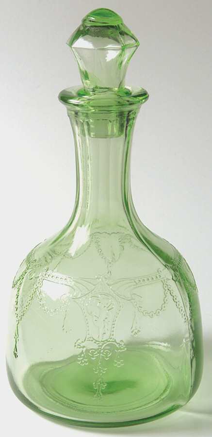 Cameo Green Non Frosted Decanter & Stopper by Anchor Hocking-1