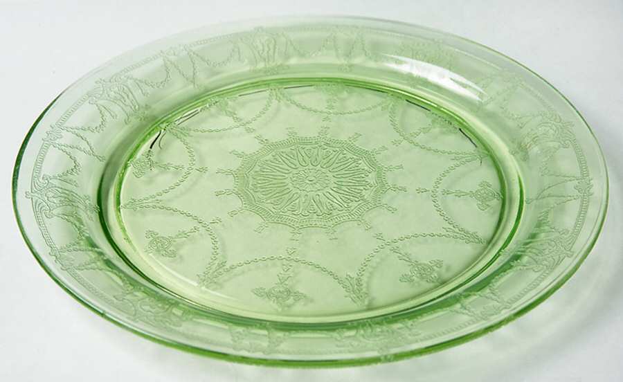Cameo Green Cake Plate by Anchor Hocking-1