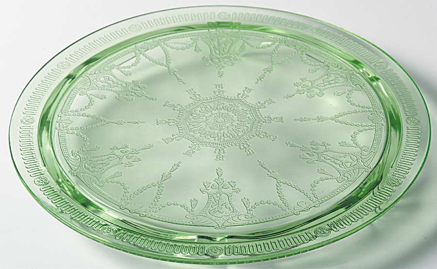 Cameo Green Footed Cake Plate by Anchor Hocking-1