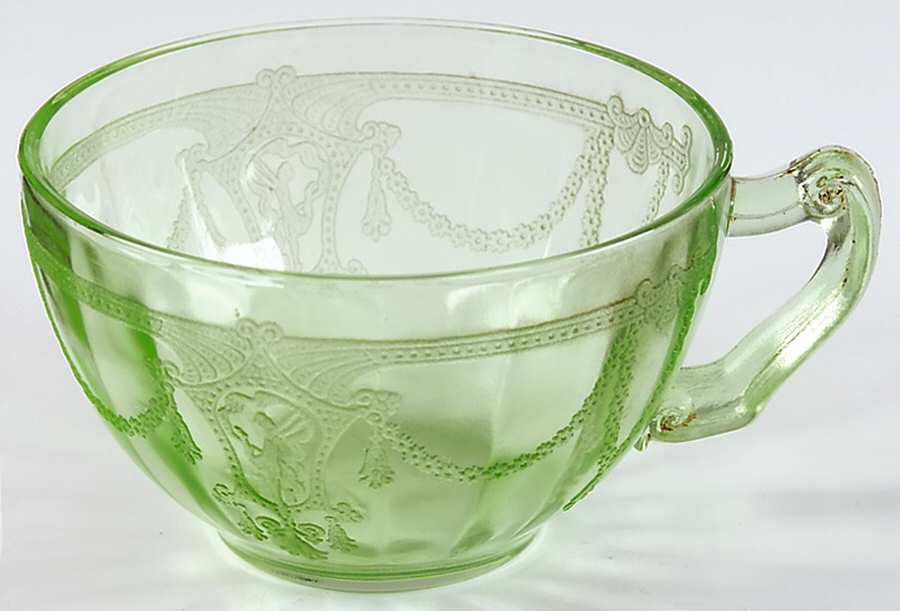 Cameo Green Scroll Handle Cup Only by Anchor Hocking-1