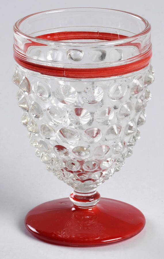 Hobnail Clear with Red Trim Juice/Wine Glass by Anchor Hocking-1