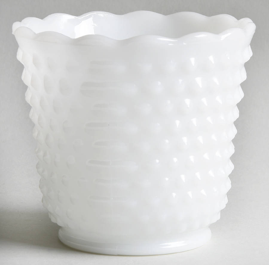 Hobnail Milk Glass Small Footed Straight Jardiniere by Anchor Hocking-1