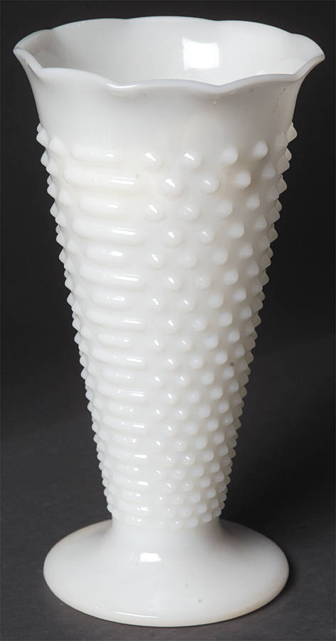 Hobnail Milk Glass 9" Flower Vase by Anchor Hocking-1