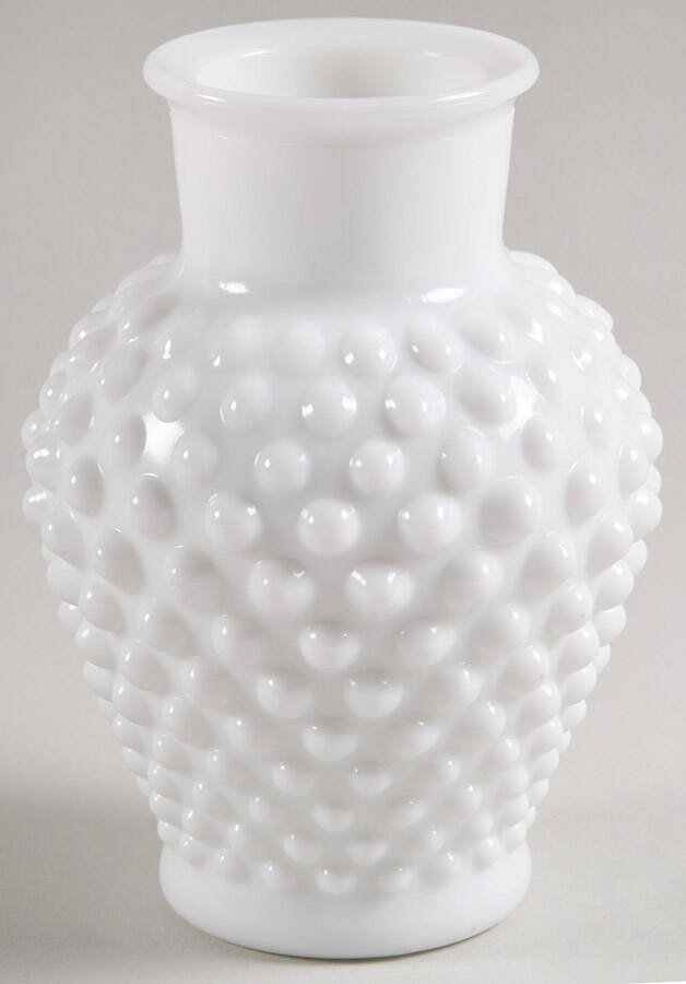 Hobnail Milk Glass 5" Flower Vase by Anchor Hocking-1