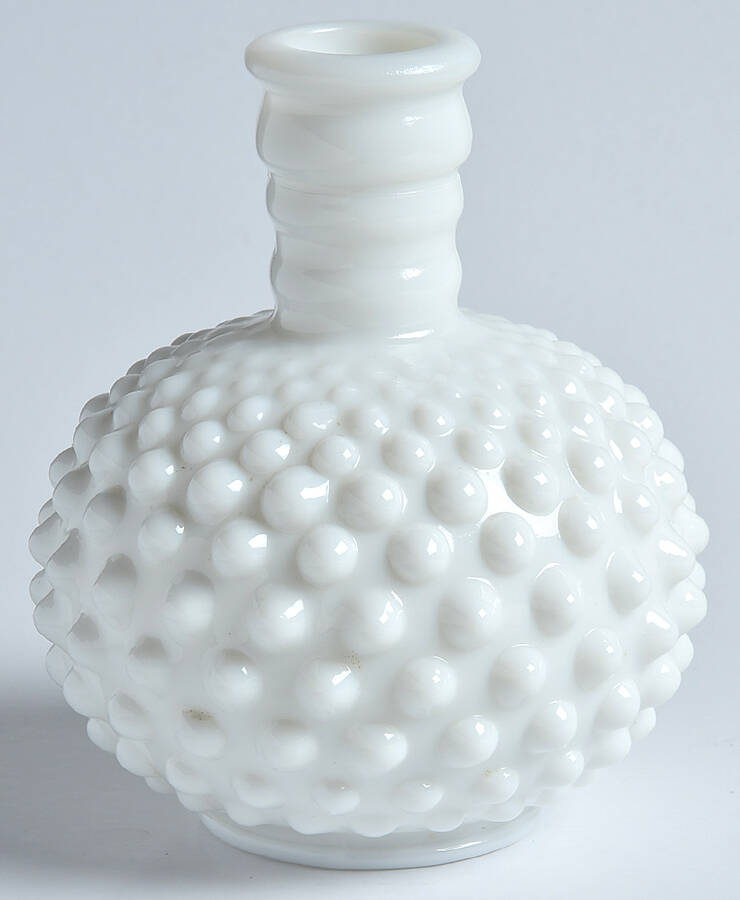 Hobnail Milk Glass Cologne Bottle No Stopper by Anchor Hocking-1