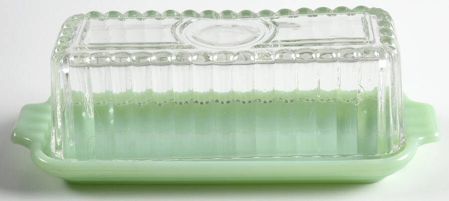 Jade Ite (Restaurant Ware, Older) Covered 1/4 Pound Butter by Anchor Hocking-1