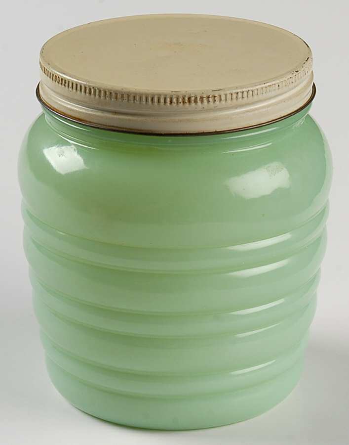Jade Ite (Restaurant Ware, Older) Grease Jar & Metal Lid by Anchor Hocking-1
