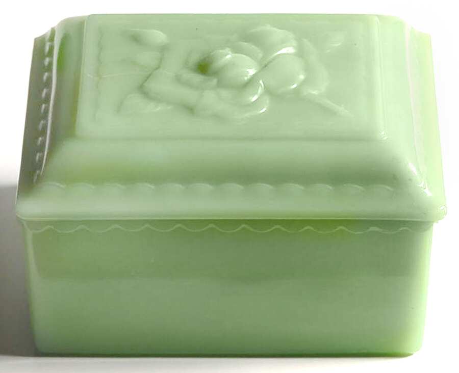 Jade Ite (Restaurant Ware, Older) Cigarette/Jewel Box with Lid by Anchor Hocking-1