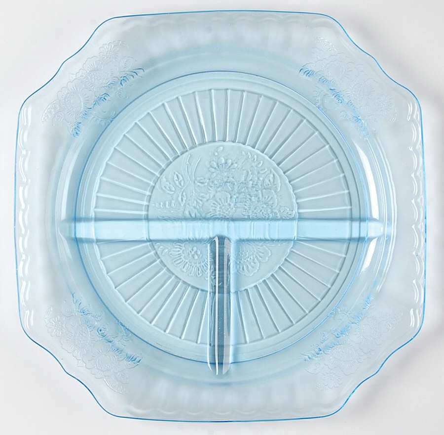 Mayfair Blue Grill Plate by Anchor Hocking-1