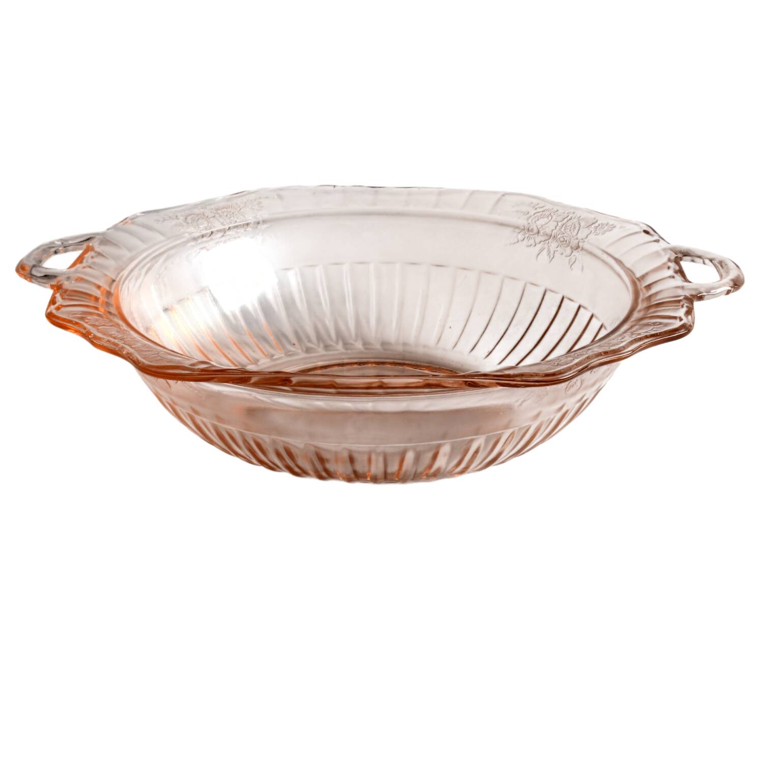 Mayfair Pink 11" Tab Handled Round Vegetable Bowl by Anchor Hocking-1
