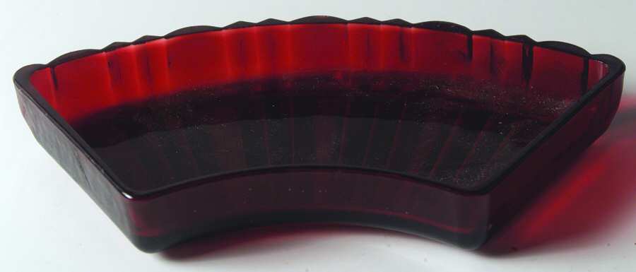 Old Cafe Clear Royal Ruby Relish Insert by Anchor Hocking-1