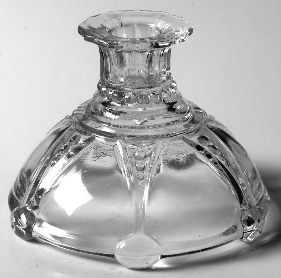 Oyster and Pearl Clear Single Light Candlestick by Anchor Hocking-1
