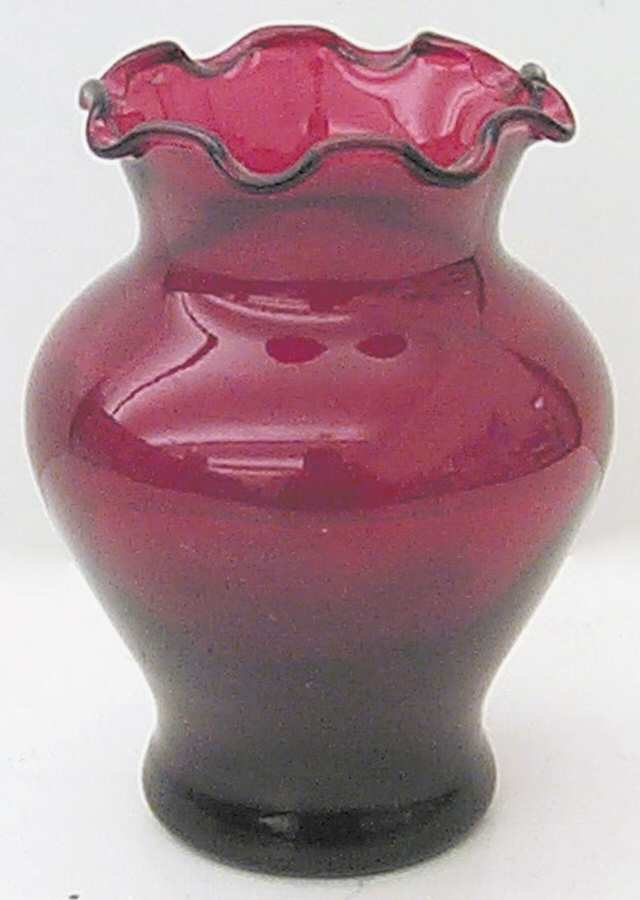 Royal Ruby 4" Crimped Vase by Anchor Hocking-1