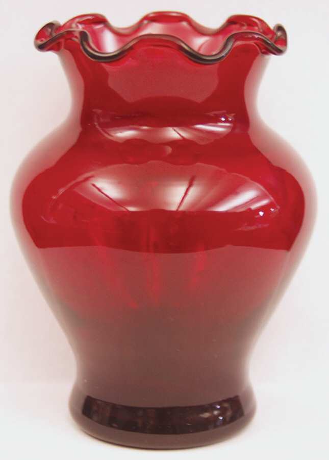 Royal Ruby 4" Crimped Vase by Anchor Hocking-1