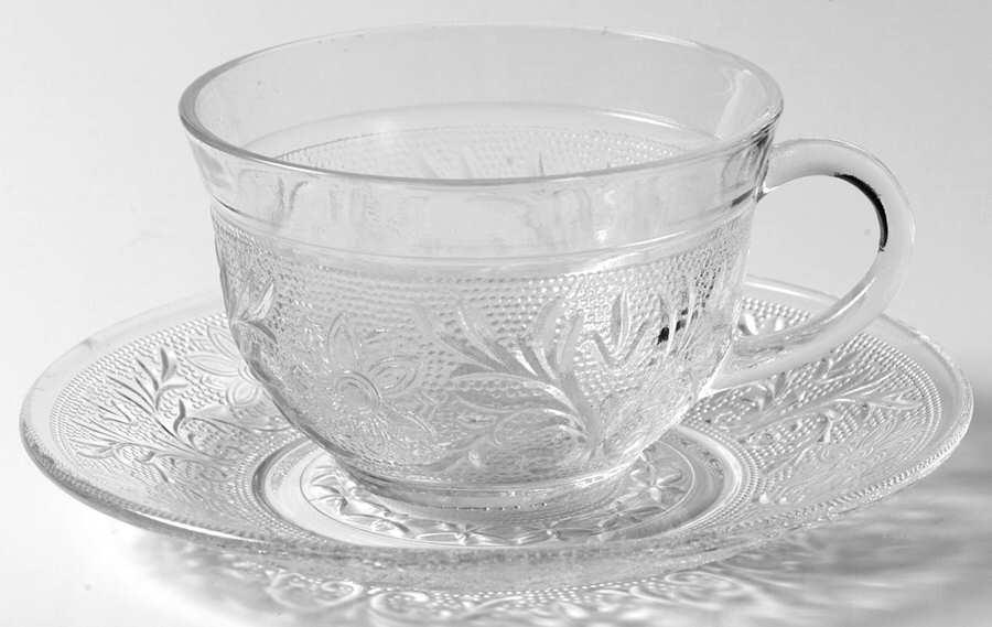 Sandwich Clear Cup & Saucer Set by Anchor Hocking-1