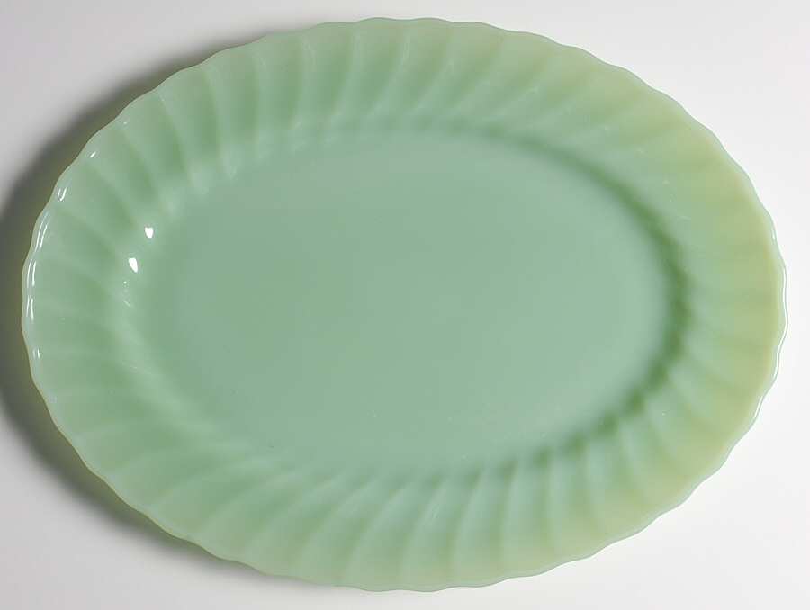 Swirl Jade Ite Shell 13" and Over, Platter by Anchor Hocking-1