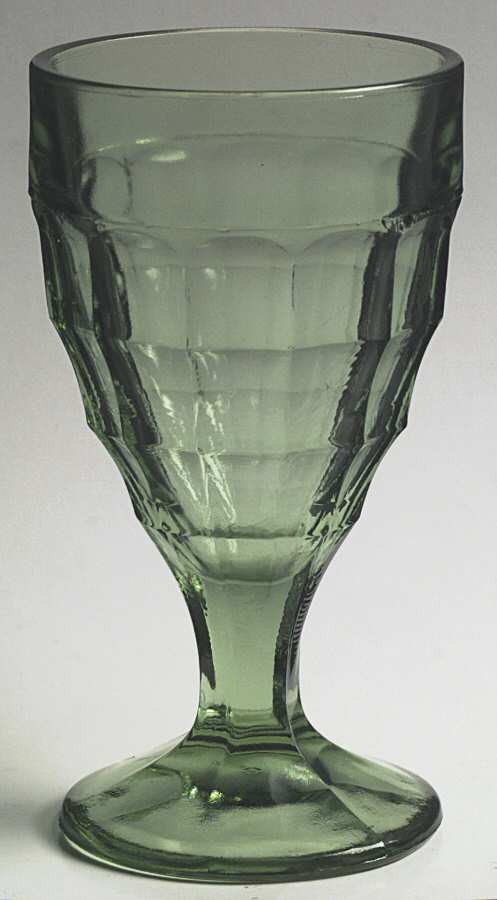 Colonial Block Green Water Goblet by Hazel-Atlas-1