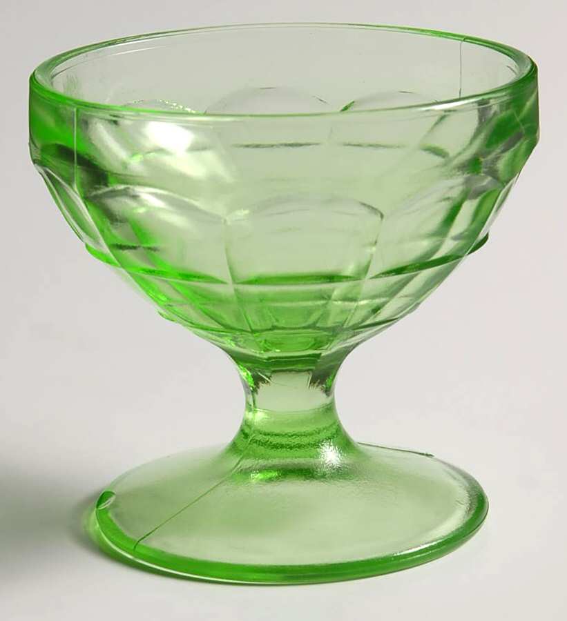 Colonial Block Green Champagne/Tall Sherbet by Hazel-Atlas-1