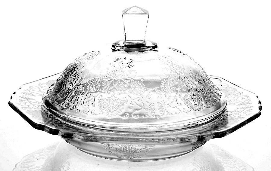 Florentine 1 Clear Round Covered Butter by Hazel-Atlas-1