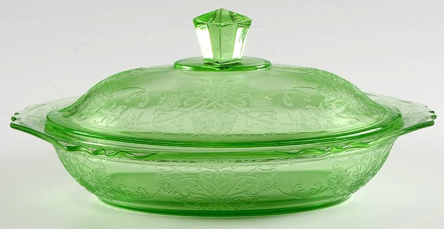 Florentine 1 Green Oval Covered Vegetable by Hazel-Atlas-1