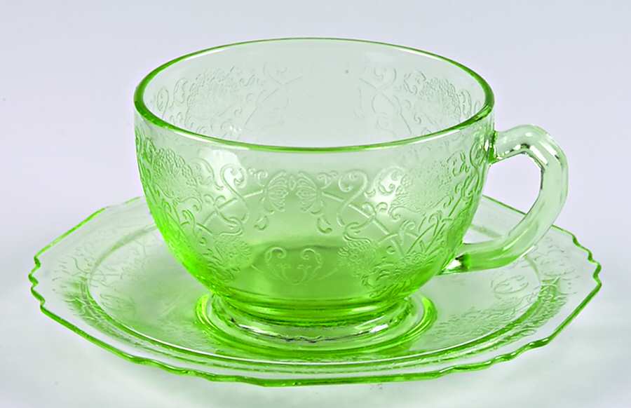 Florentine 1 Green Cup & Saucer Set by Hazel-Atlas-1