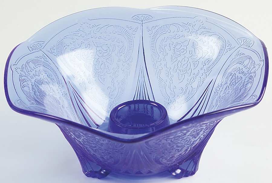 Royal Lace Cobalt Blue Ruffled Edge Candlestick by Hazel-Atlas-1