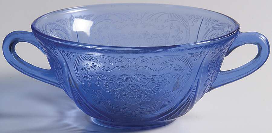 Royal Lace Cobalt Blue Cream Soup Bowl by Hazel-Atlas-1