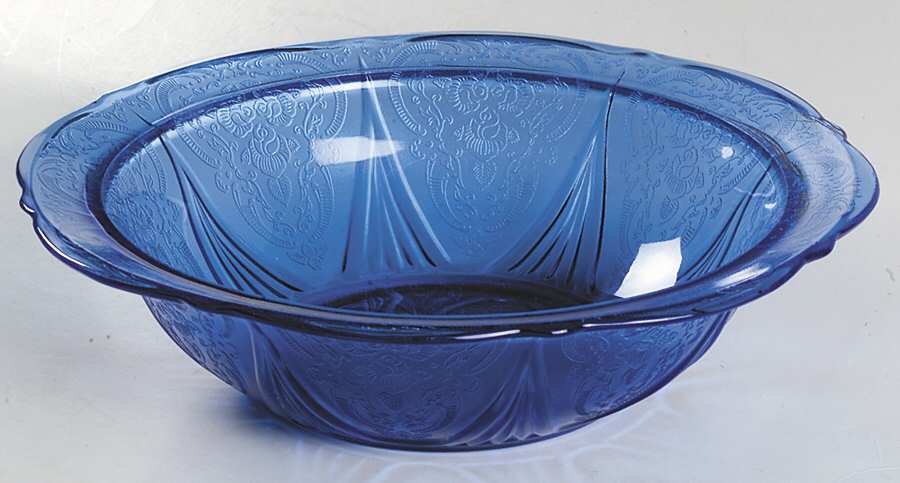 Royal Lace Cobalt Blue 10" Large Fruit Bowl by Hazel-Atlas-1