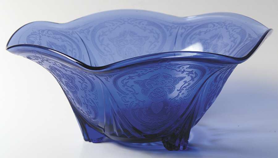 Royal Lace Cobalt Blue 10" Ruffled Bowl by Hazel-Atlas-1