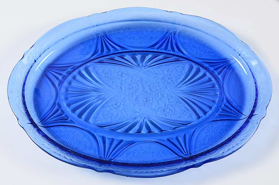 Royal Lace Cobalt Blue 12" Oval Platter by Hazel-Atlas-1