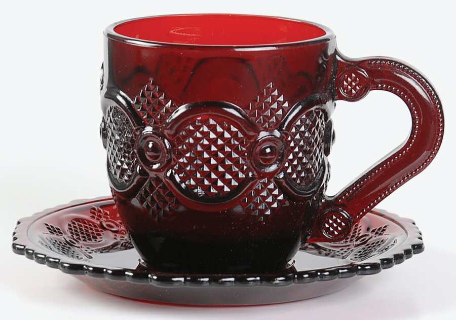 Cape Cod Ruby Cup & Saucer Set by Avon-1