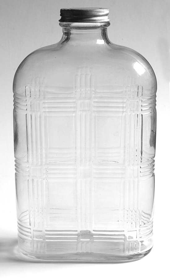 Crisscross Clear Small Bottle & Metal Cap by Hazel-Atlas-1