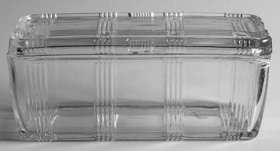 Crisscross Clear Large Refrigerator Jar & Lid by Hazel-Atlas-1