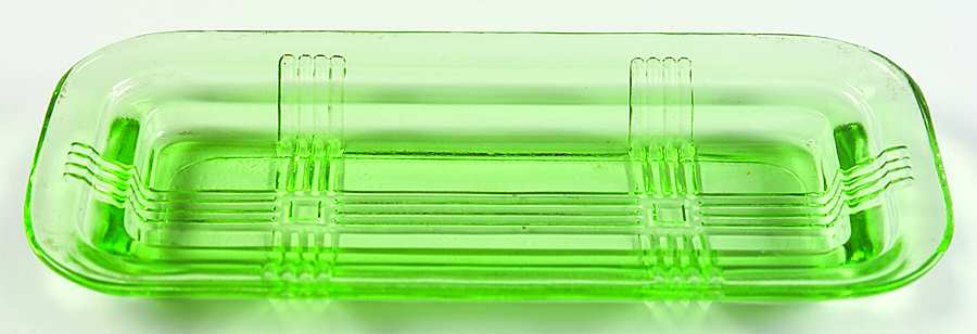 Crisscross Green 1/4 Pound Butter Dish, No Lid by Hazel-Atlas-1