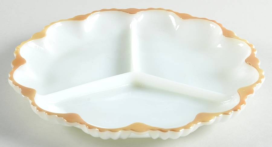 Swirl Golden Shell Lustre 10" Round 3 Part Relish by Anchor Hocking-1