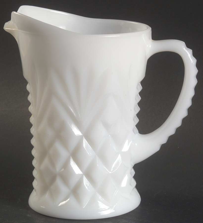 Prescut Pineapple Milk Glass Creamer by Anchor Hocking-1