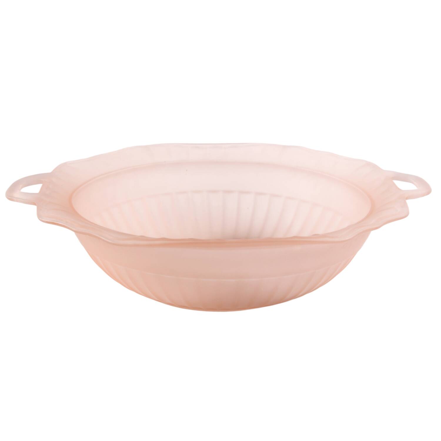 Mayfair Pink Frosted 11" Handled Round Vegetable Bowl by Anchor Hocking-1