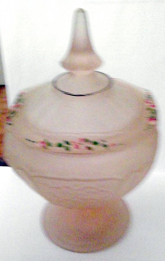Mayfair Pink Frosted Candy Dish & Lid by Anchor Hocking-1