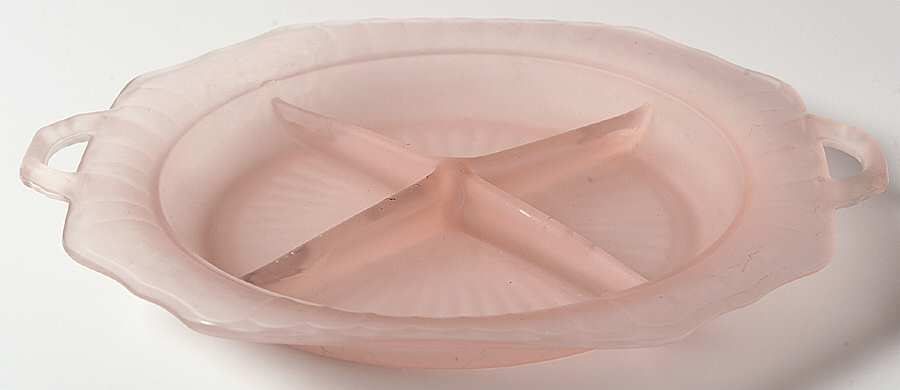 Mayfair Pink Frosted 10" Square 4 Part Relish by Anchor Hocking-1
