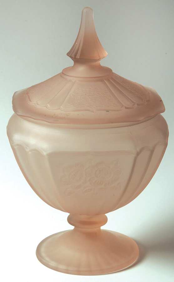 Mayfair Pink Frosted Candy Dish & Lid by Anchor Hocking-1